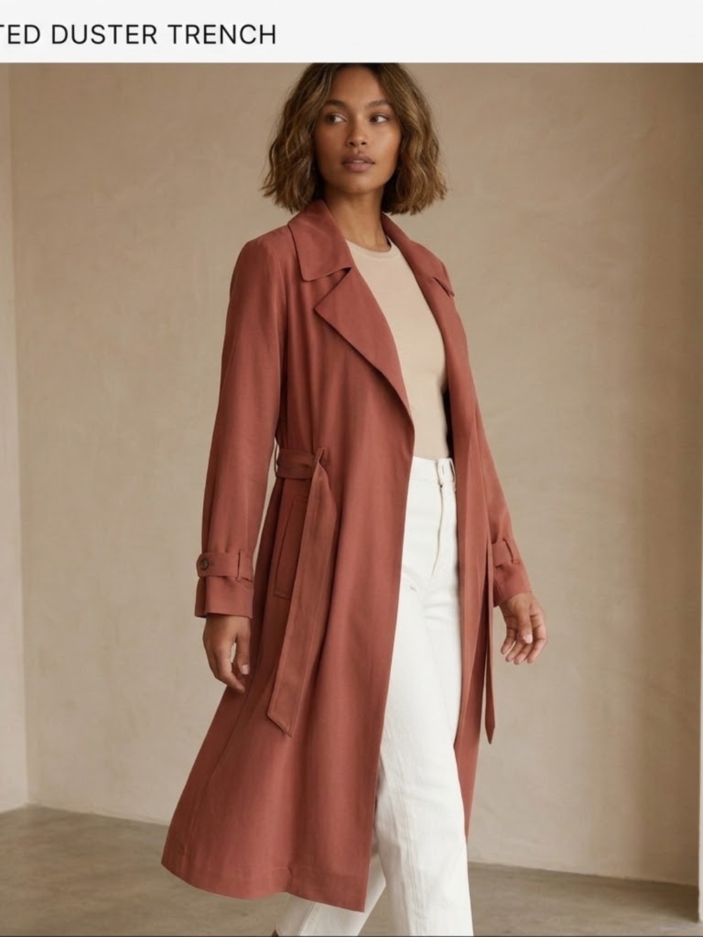 NWT 1. STATE Terracotta Pink Retro Bloom Duster Trench Coat S